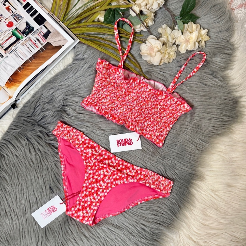 NWT Solid & Striped Indigo Micro Floral Women’s Bikini Swimsuit Set Sz XS / S